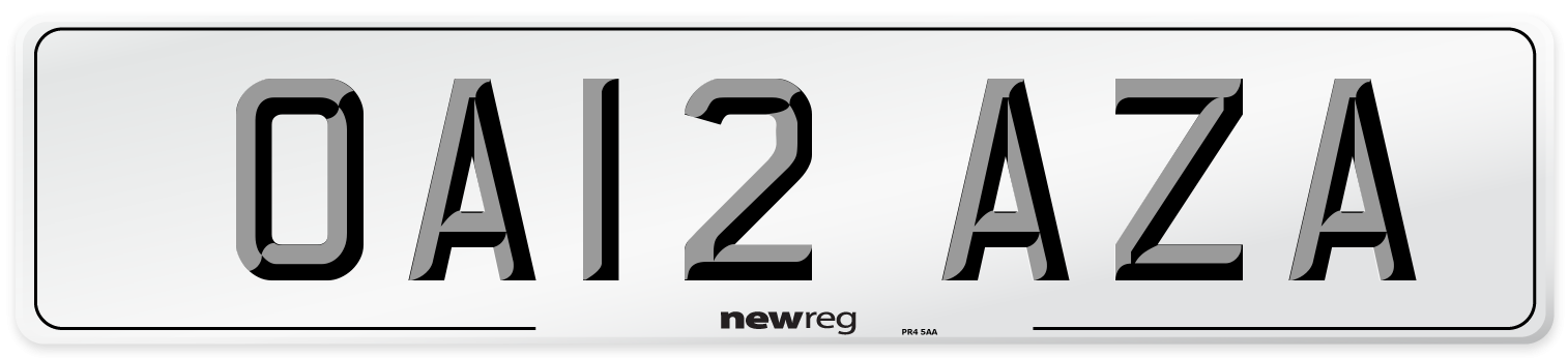 OA12 AZA Number Plate from New Reg